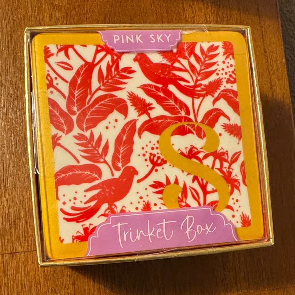 Anthropologie Pink and Gold Trinket Box